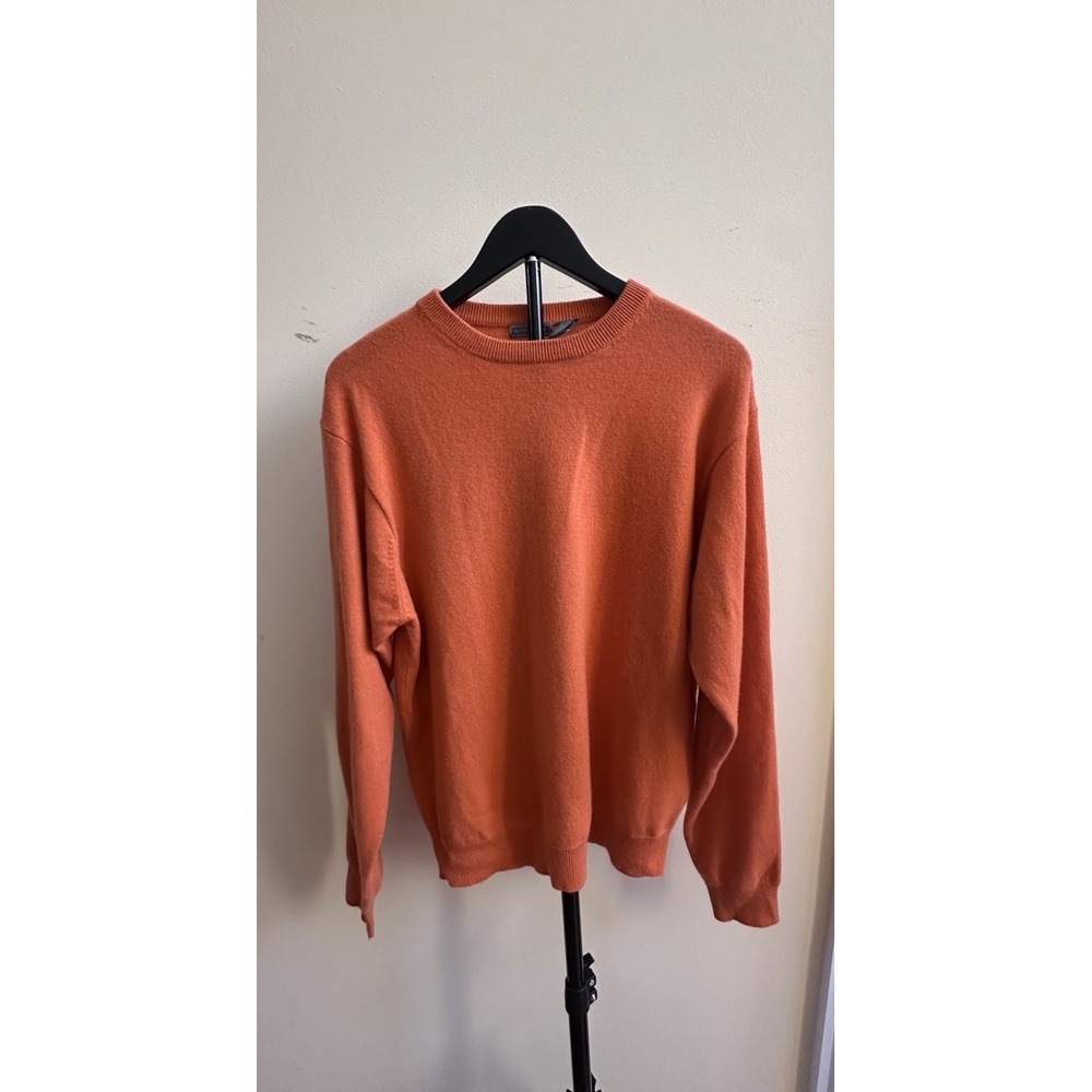 CH Classics 100% Cashmere Sweater Men's L Burnt Orange Crewneck Luxury Soft